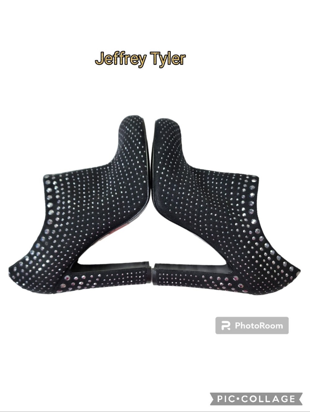 Jeffrey Tyler Annie booties black studs tall heeled booties sz 8 m nwt's